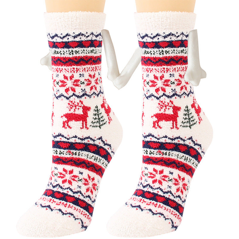 Christmas Magnetic Suction Couple Socks – Warm Coral Fleece Tube Socks for Winter Comfort - ZA-ZOLA