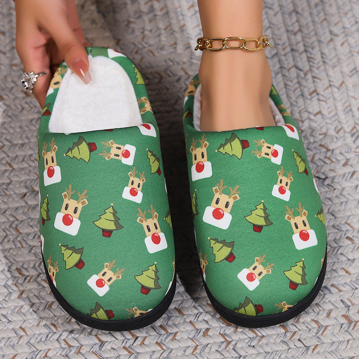 Christmas Snowman, Elk & Santa Claus Plush Slippers – Winter Warm Non-Slip Indoor Shoes - ZA-ZOLA