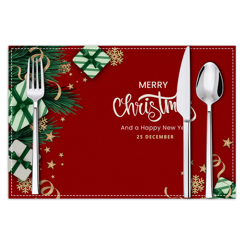 Christmas Linen Placemats – Holiday Blessing Letter Print Table Decor for Festive Dining - ZA-ZOLA