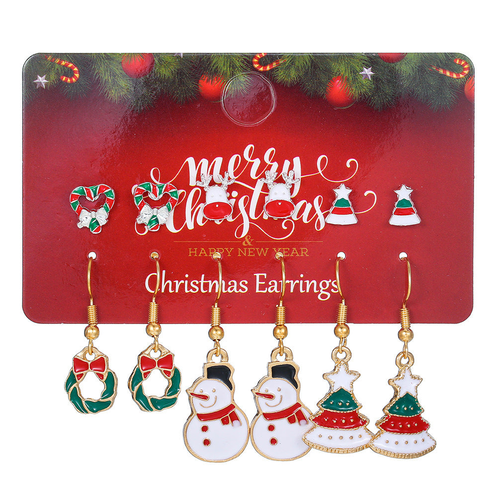 Christmas Stud Earrings Set – Snowflake & Elk Design | Festive Combo for Holiday Style - ZA-ZOLA