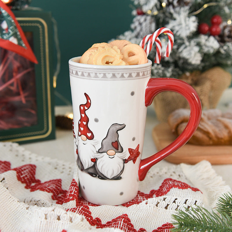 Large Capacity Ceramic Relief Cup | Festive Holiday Drink ware - ZA-ZOLA