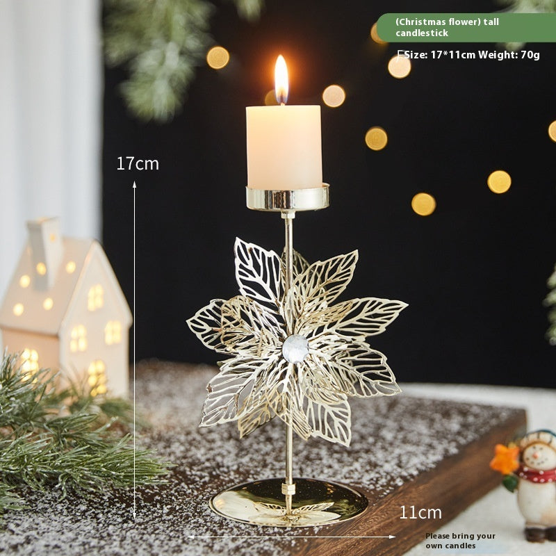 Romantic Wrought Iron Christmas Candlestick – Elegant Candle Tray Decoration - ZA-ZOLA