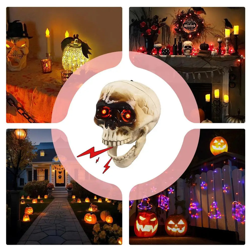 Animated Floating Skeleton Decorations Realistic Halloween Skull Heads Halloween Decorations Scary Sound Spooky Decoration - ZA-ZOLA