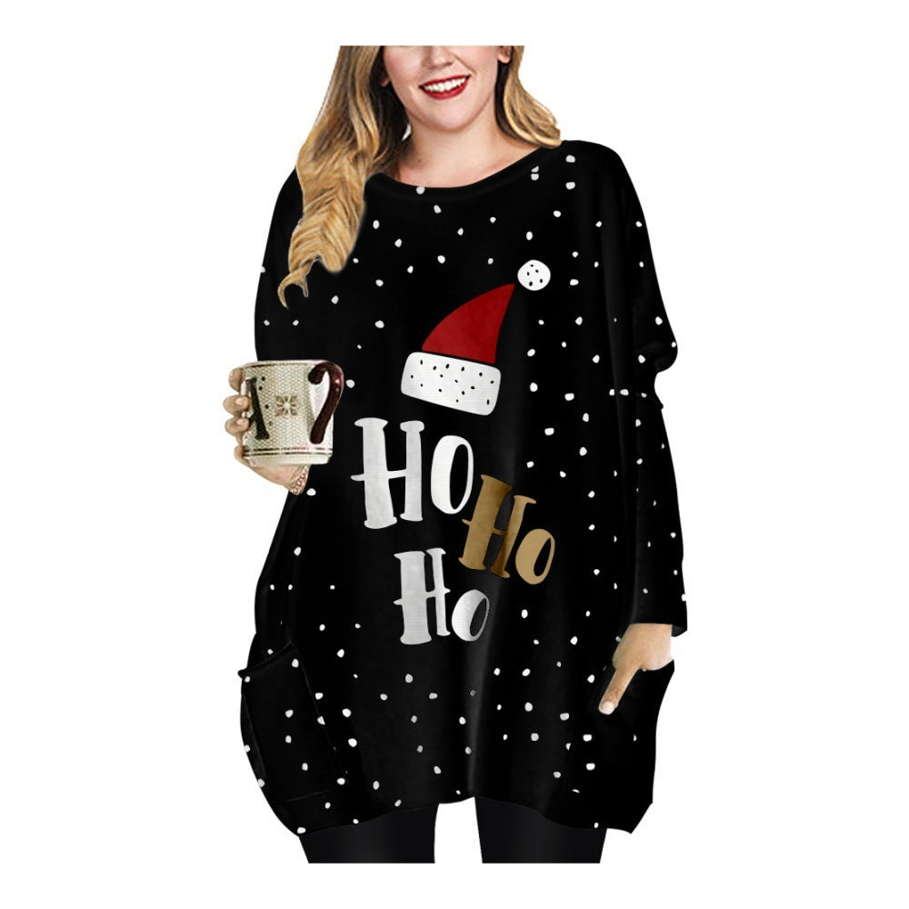 Long Christmas Snowflake Round Neck Dress – Festive Holiday Apparel for Women - ZA-ZOLA