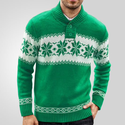 Men's Long Sleeve Christmas Jacquard Knitted Sweater – Festive Holiday Knitwear - ZA-ZOLA