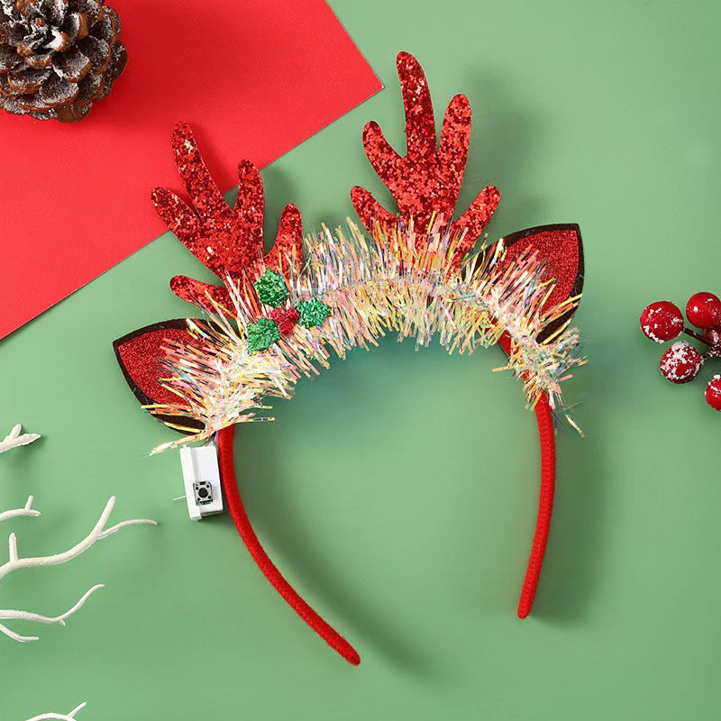 Glowing Christmas Hair Band – Light-Up Xmas Tree, Snowflake, Deer Horn Headband for Festive Fun - ZA-ZOLA