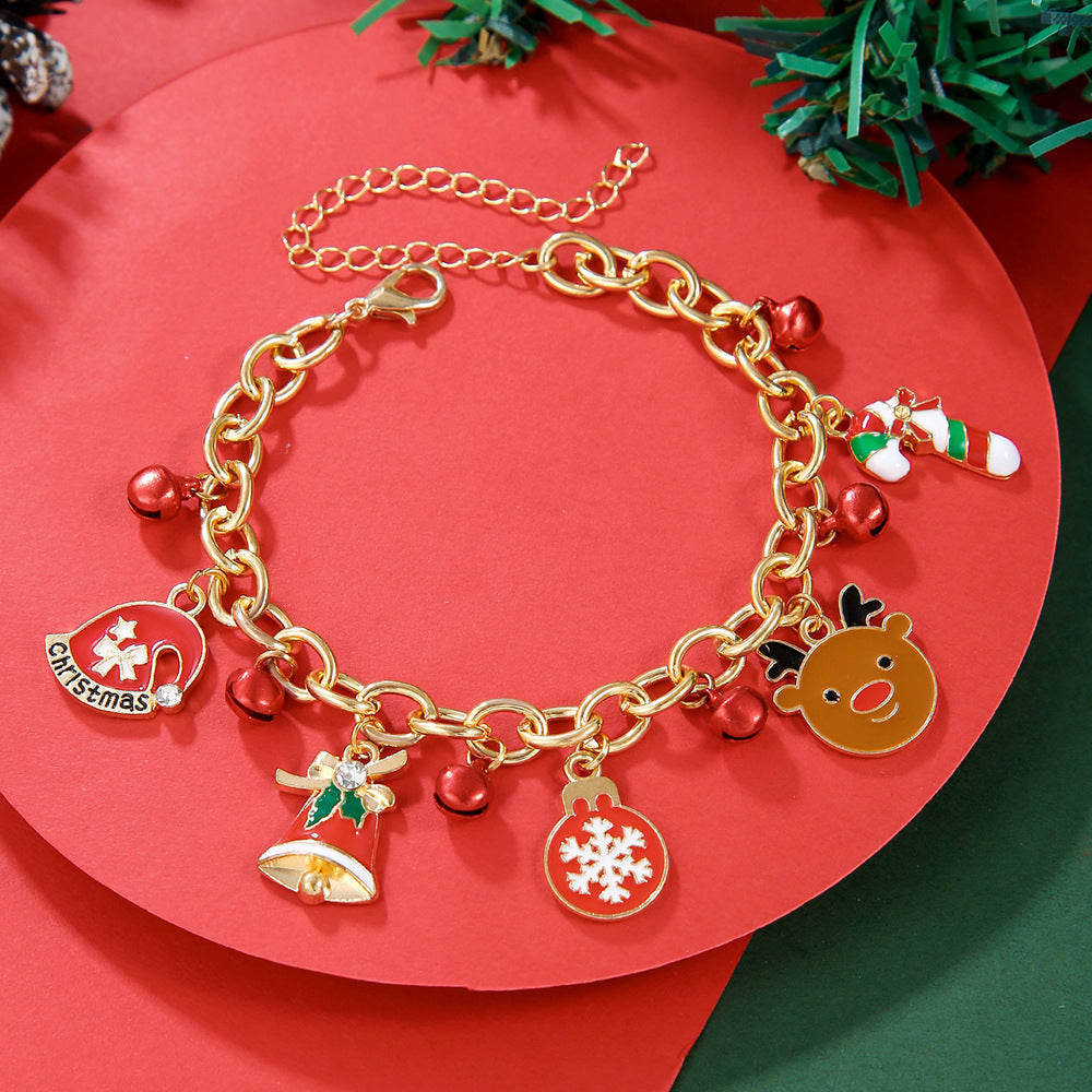 Creative Christmas Metal Chain Bracelet – Santa, Snowflake, & Pearl Bangles for Women & Men - ZA-ZOLA