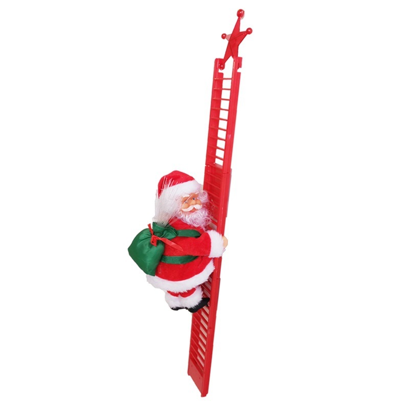 Climbing Ladder Electric Santa Claus Climbing Red Ladder Doll ToyOverview:
 
 1. Santa Claus can automatically climb up the ladder
 
 2. With music, it is a great decoration for your home
 
 3. Perfect accessories, help to create ToyZA-ZOLAZA-ZOLAClimbing Ladder Electric Santa Claus Climbing Red Ladder Doll Toy