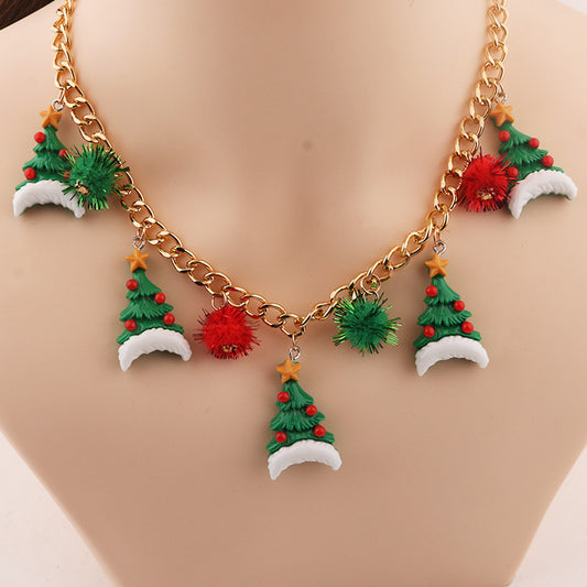 Creative Christmas Tree Bell & Santa Claus Necklace – Personalized Pendant Clavicle Chain for Women - ZA-ZOLA