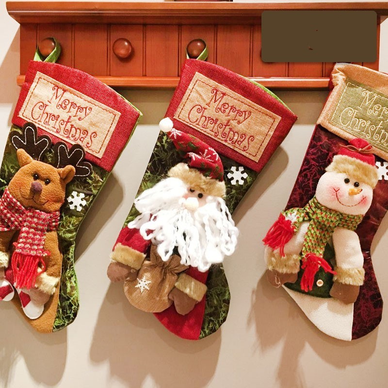 Christmas Stocking Socks – Santa, Snowman, & Elk Ornaments for Fireplace & Tree Decor - ZA-ZOLA