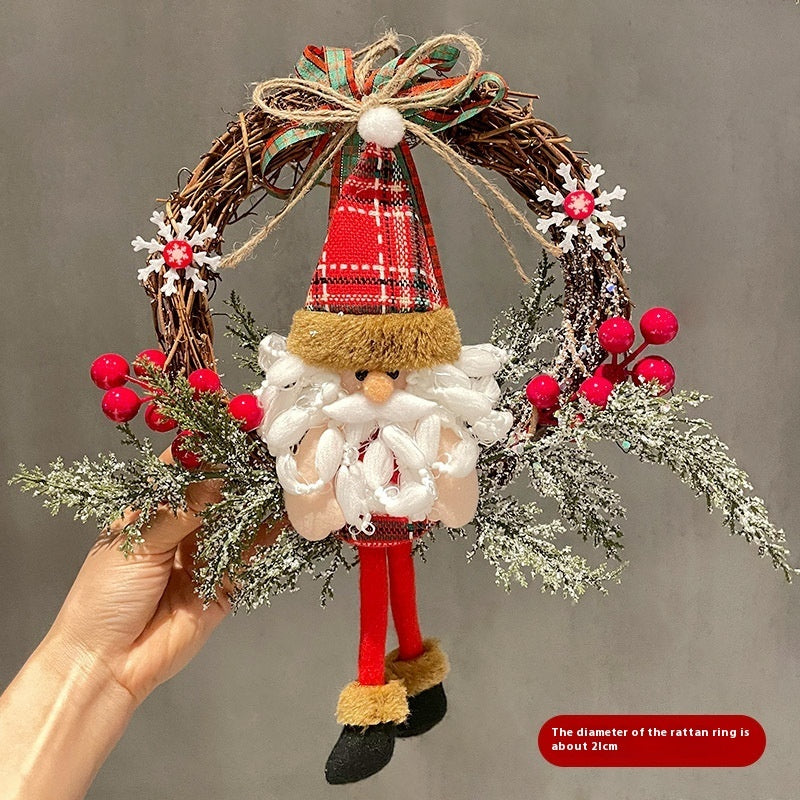 Christmas Snowman & Elk Vine Wreath – Festive Door Hanging Decoration for Holiday Cheer - ZA-ZOLA