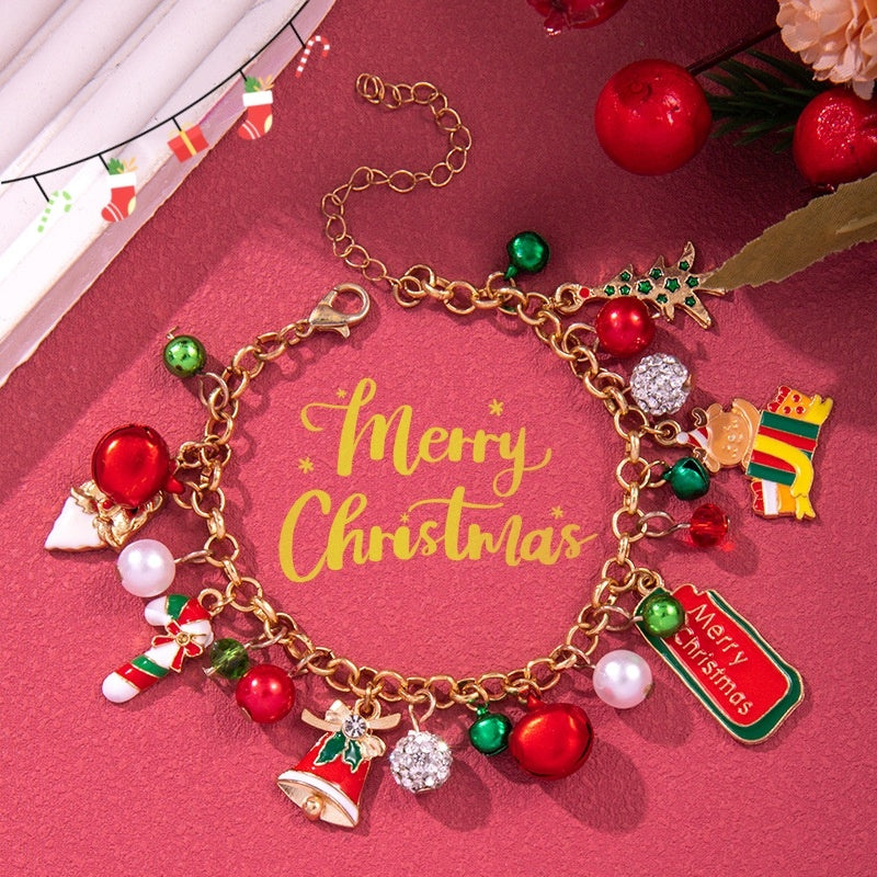 Creative Christmas Metal Chain Bracelet – Santa, Snowflake, & Pearl Bangles for Women & Men - ZA-ZOLA