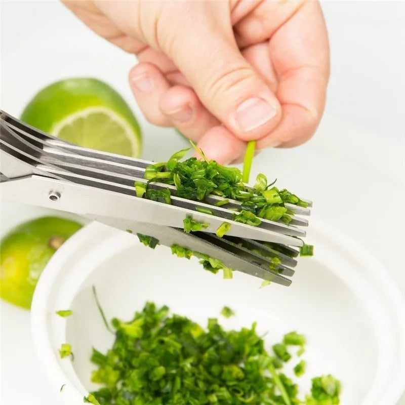 Multifunctional Multi-layer Green Onion Scissors Stainless Steel Onion Cutting Knife Herb Seaweed Spice Scissors Kitchen Scissor Kitchen Gadgets - ZA-ZOLA