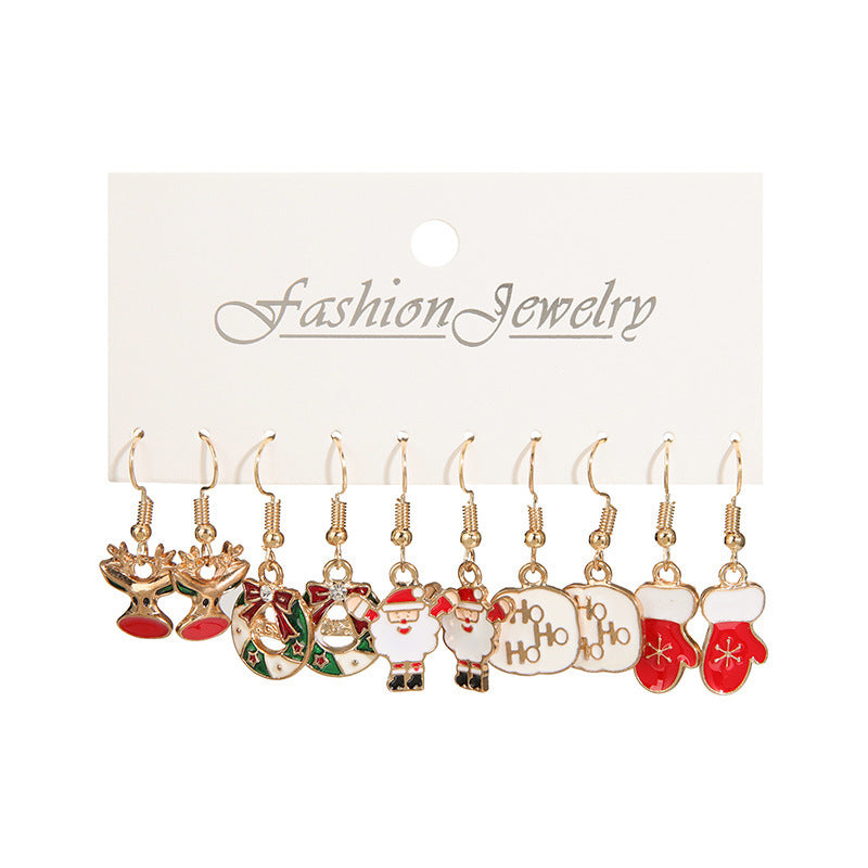 Christmas Stud Earrings Set – Snowflake & Elk Design | Festive Combo for Holiday Style - ZA-ZOLA