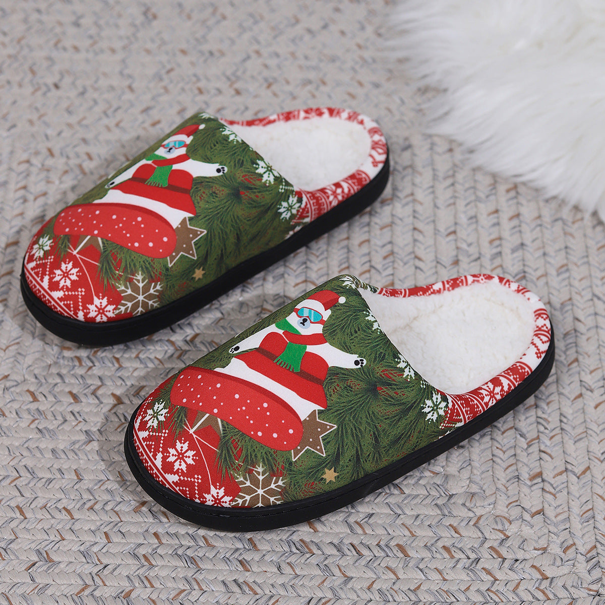 Christmas Snowman, Elk & Santa Claus Plush Slippers – Winter Warm Non-Slip Indoor Shoes - ZA-ZOLA