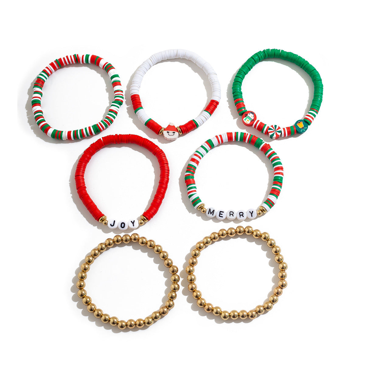 Festive Christmas Polymer Clay Color Bracelet Set - Perfect Holiday Gift! - ZA-ZOLA