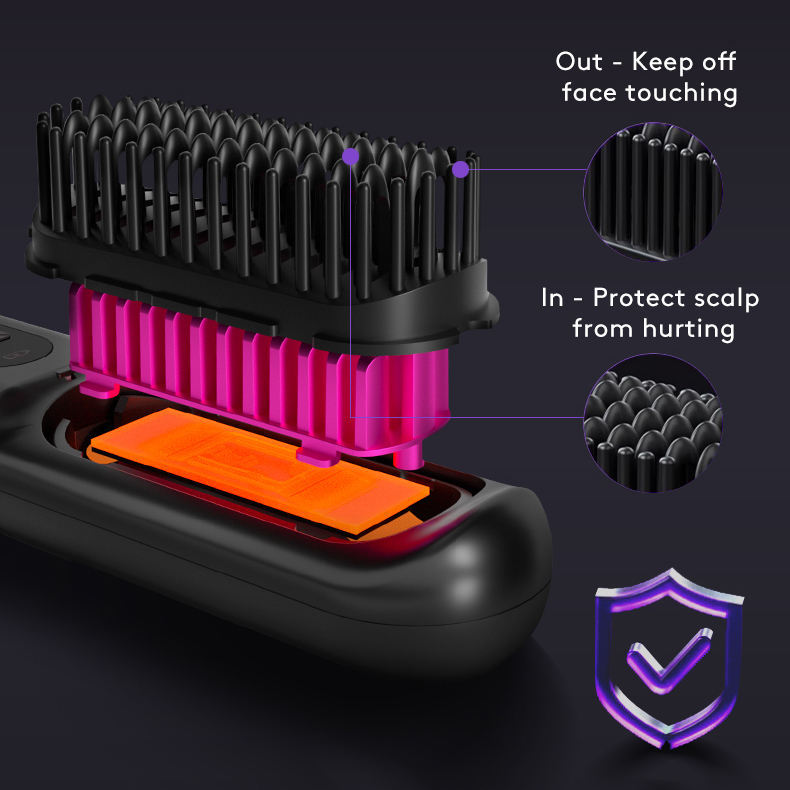 Portable Wireless Hair Straightener Comb - USB Rechargeable, Negative Ion Technology, Lightweight Travel Hair Tool, 3 Temperature Settings - ZA-ZOLA