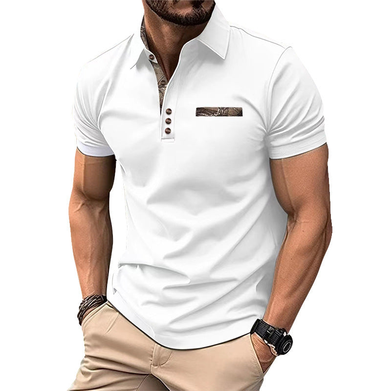 Men's Button Lapel Sports Short SleeveProduct information:
 
 Color: white, black, navy blue
 
 Details of clothing style: flocking
 
 Size: S,M,L,XL,XXL,XXXL
 
 Main fabric composition: Polyester Fiber
TopZA-ZOLAZA-ZOLAButton Lapel Sports Short Sleeve