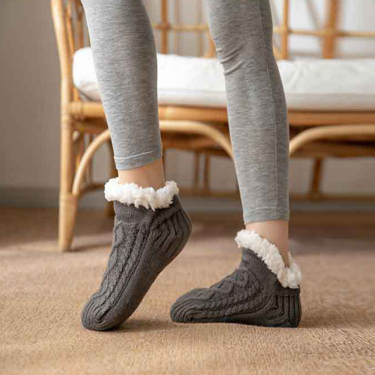 Winter Knitted Plush Floor Socks – Warm Non-Slip Home Carpet Socks for Women - ZA-ZOLA