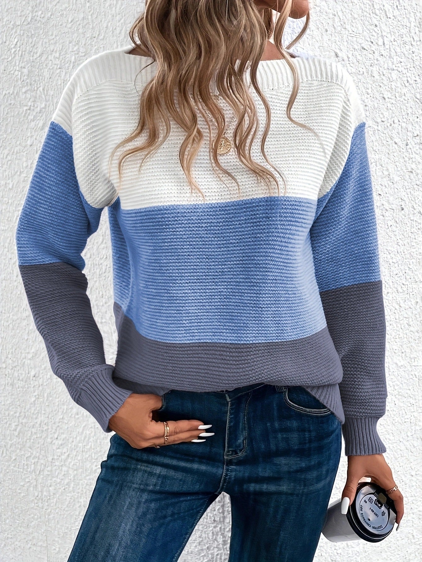 Women's Round Neck Splicing Knitwear – Stylish, Cozy, Loose-Fit Sweater - ZA-ZOLA