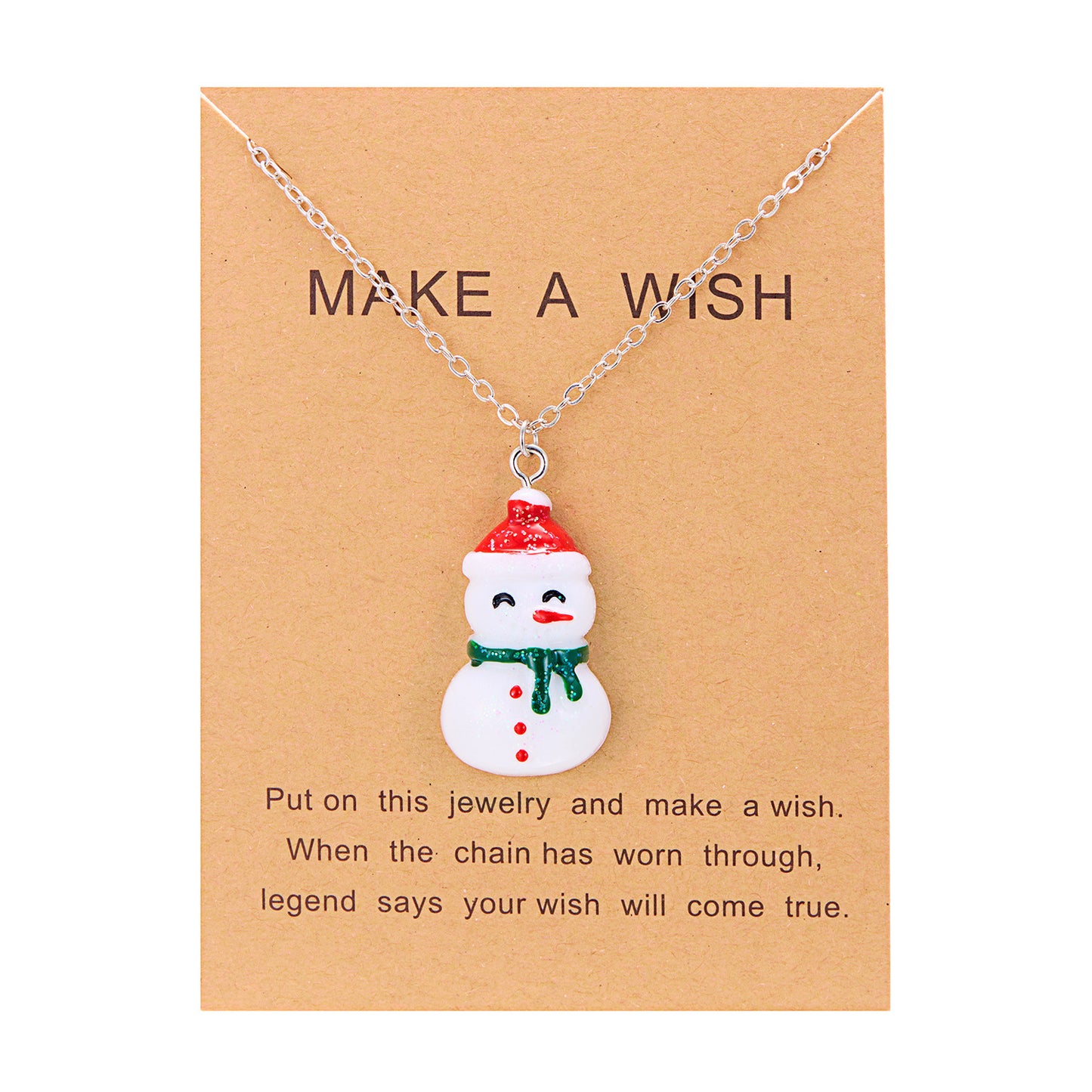 Cute Cartoon Resin Christmas Necklace – Snowman & Santa Claus Pendant Clavicle Chain for Women - ZA-ZOLA