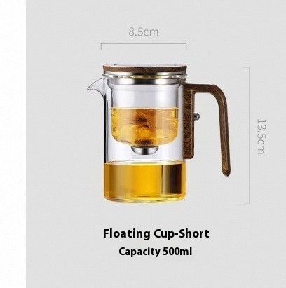 One Click Magnetic Teapot Separation Filtration Glass Tea Pot Wood Handle Tea Water Separation Inner Container Teapot - ZA-ZOLA