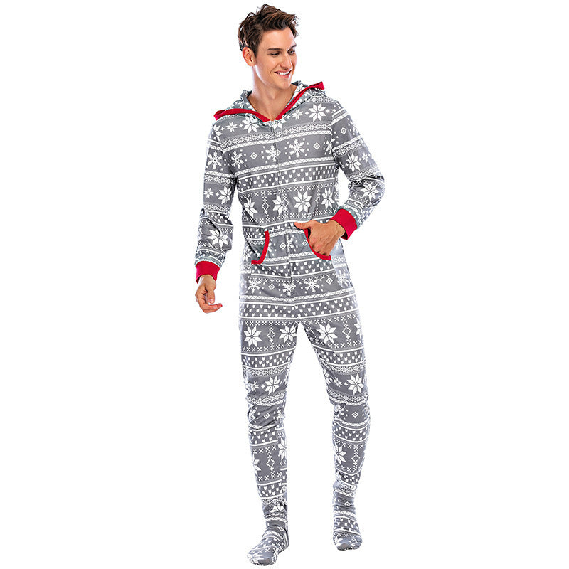 New Christmas Parent-Child Pajama Set – One-Piece Elk & Snowflake Home Wear Outfit - ZA-ZOLA