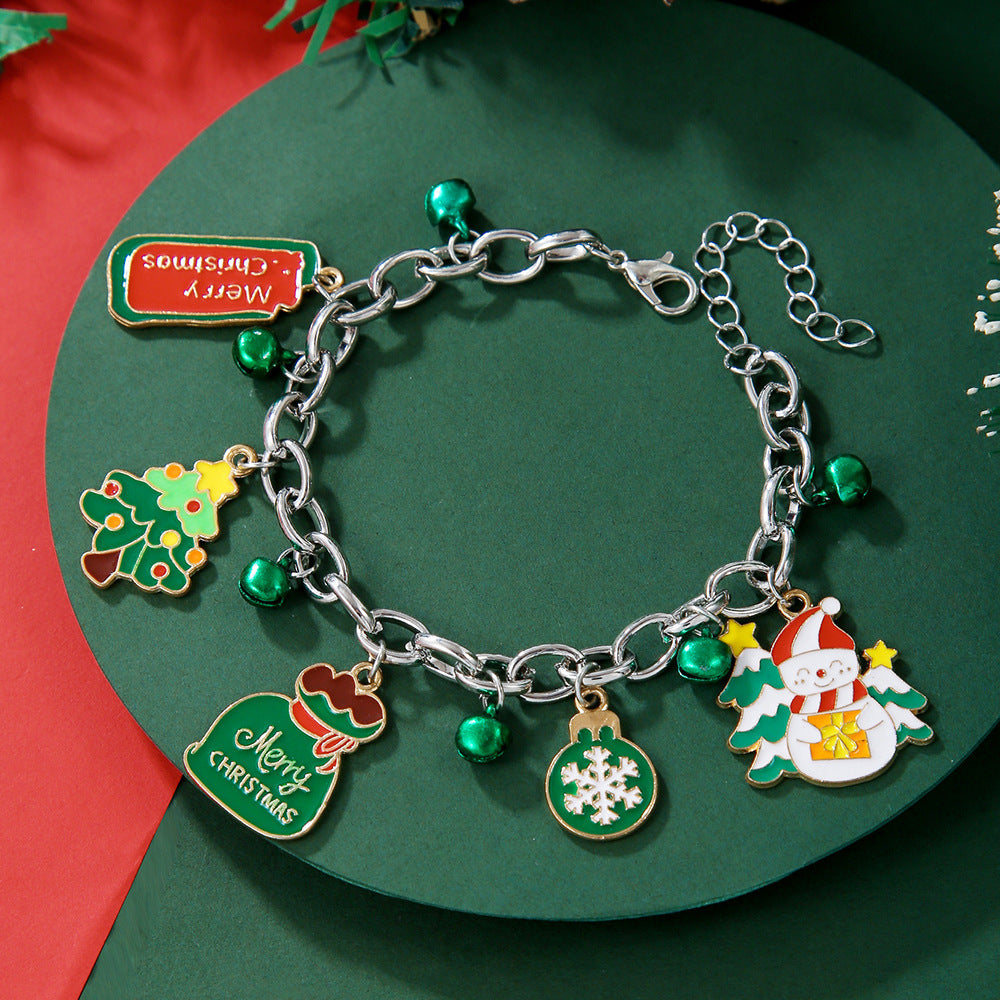 Creative Christmas Metal Chain Bracelet – Santa, Snowflake, & Pearl Bangles for Women & Men - ZA-ZOLA