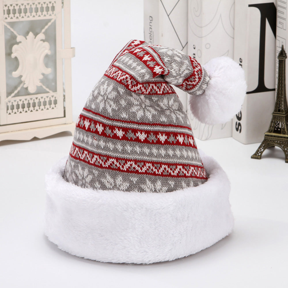 Snowflake Deer Knitted Wool Flannel Christmas Hat - Cozy & Stylish Holiday Accessory - ZA-ZOLA