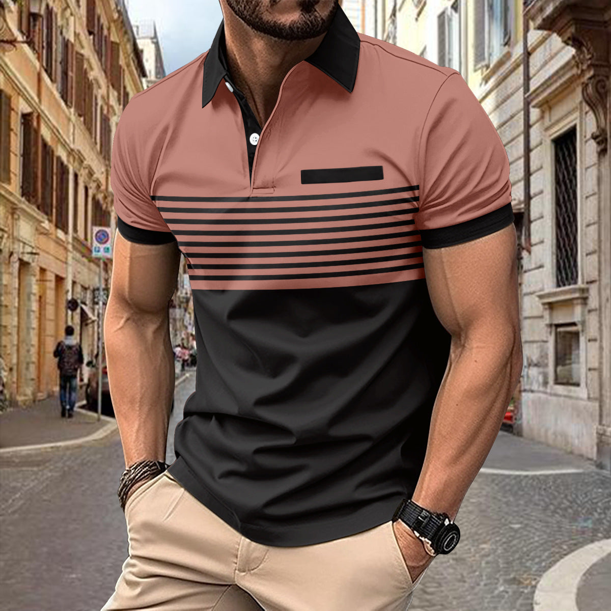 Men's Casual Striped Shirt – Classic Style with Chest Pocket, Lightweight & Versatile - ZA-ZOLA