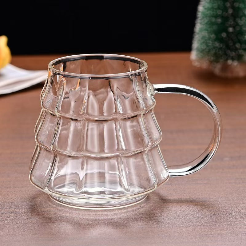 Christmas Glass Coffee Mug – Transparent Ice Design with Handle for Festive Drinks - ZA-ZOLA