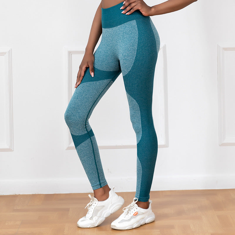 Yogahose mit Streifenmuster – Nahtlose Po-Lift-Leggings mit hoher Taille zum Laufen und Fitness