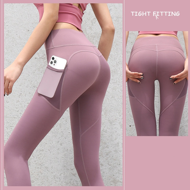 Gym Sport Seamless Leggings with Pockets – Push-Up High Waist Fitness & Yoga Pants for Women