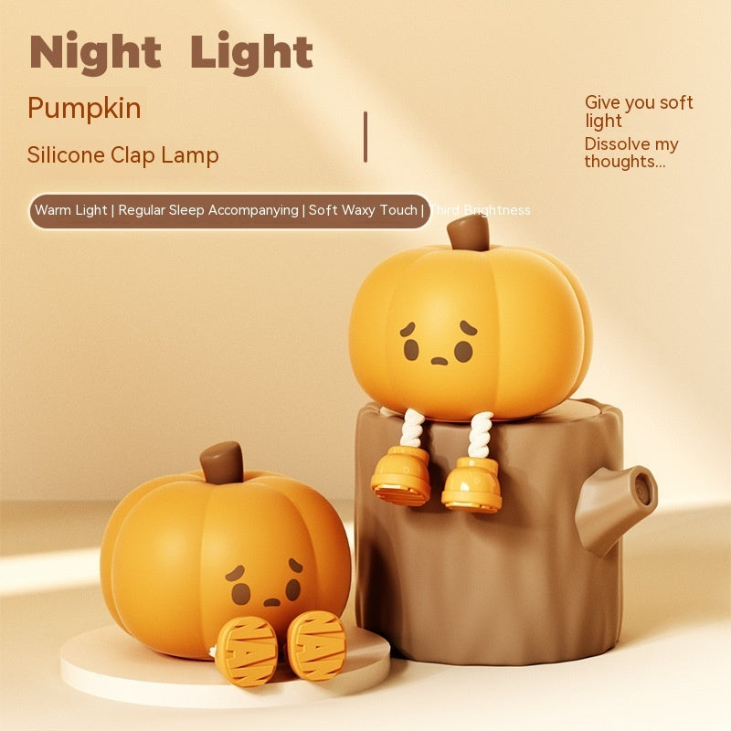 Home Decor Halloween Pumpkin Night Light Cute Soft Silicone Lamp Touch Dimmable Rechargeable Bedside Decor Light Kids Gifts Halloween Decorations - ZA-ZOLA