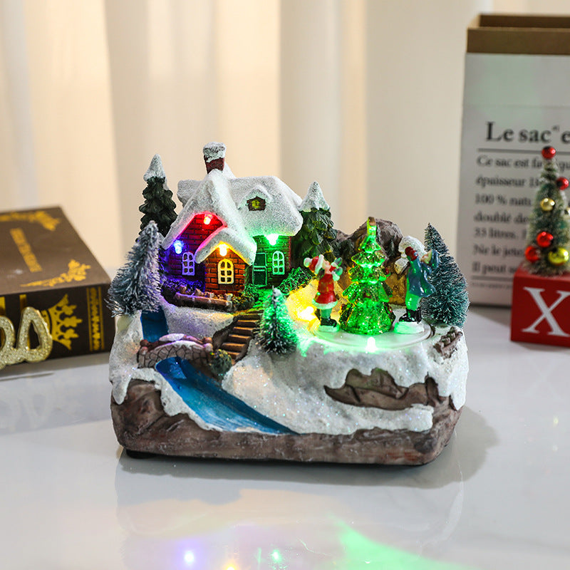 Rotating Christmas Resin Music Box – Luminous Holiday Ornament with Soothing Melody - ZA-ZOLA