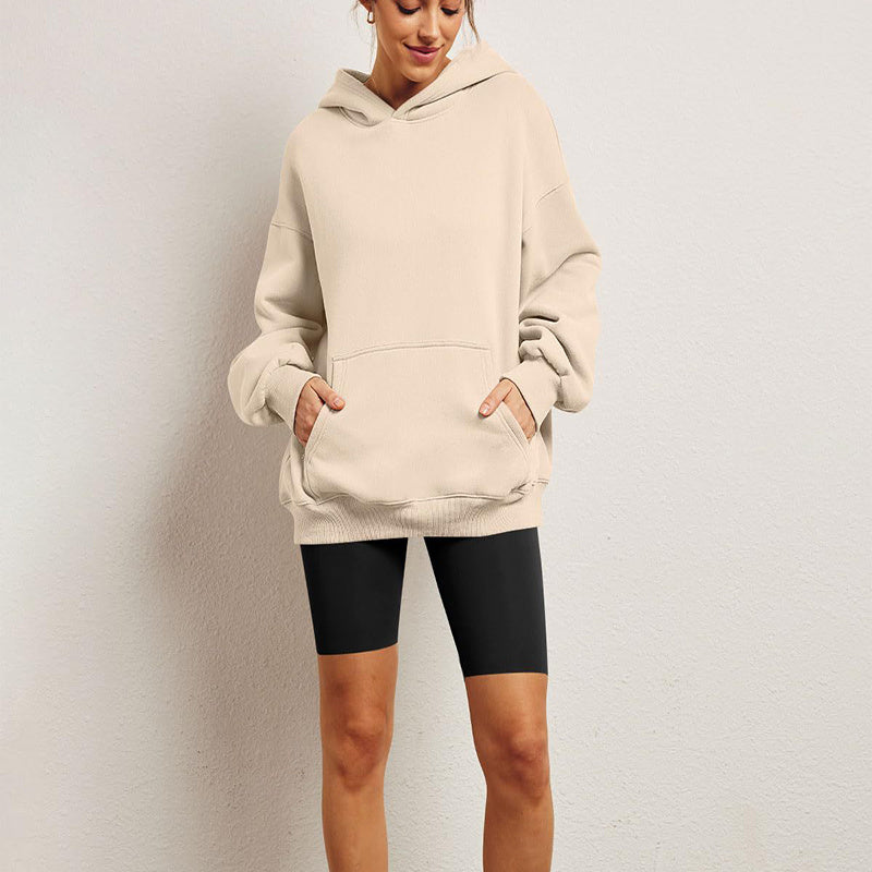 Women's Oversized Fleece Hoodie – Loose Sweatshirt with Pockets, Long Sleeve Pullover for Winter & Fall