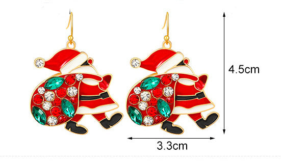 Personalized Santa Claus Earrings with Colorful Rhinestones – INS Fashion Christmas Jewelry for Women - ZA-ZOLA