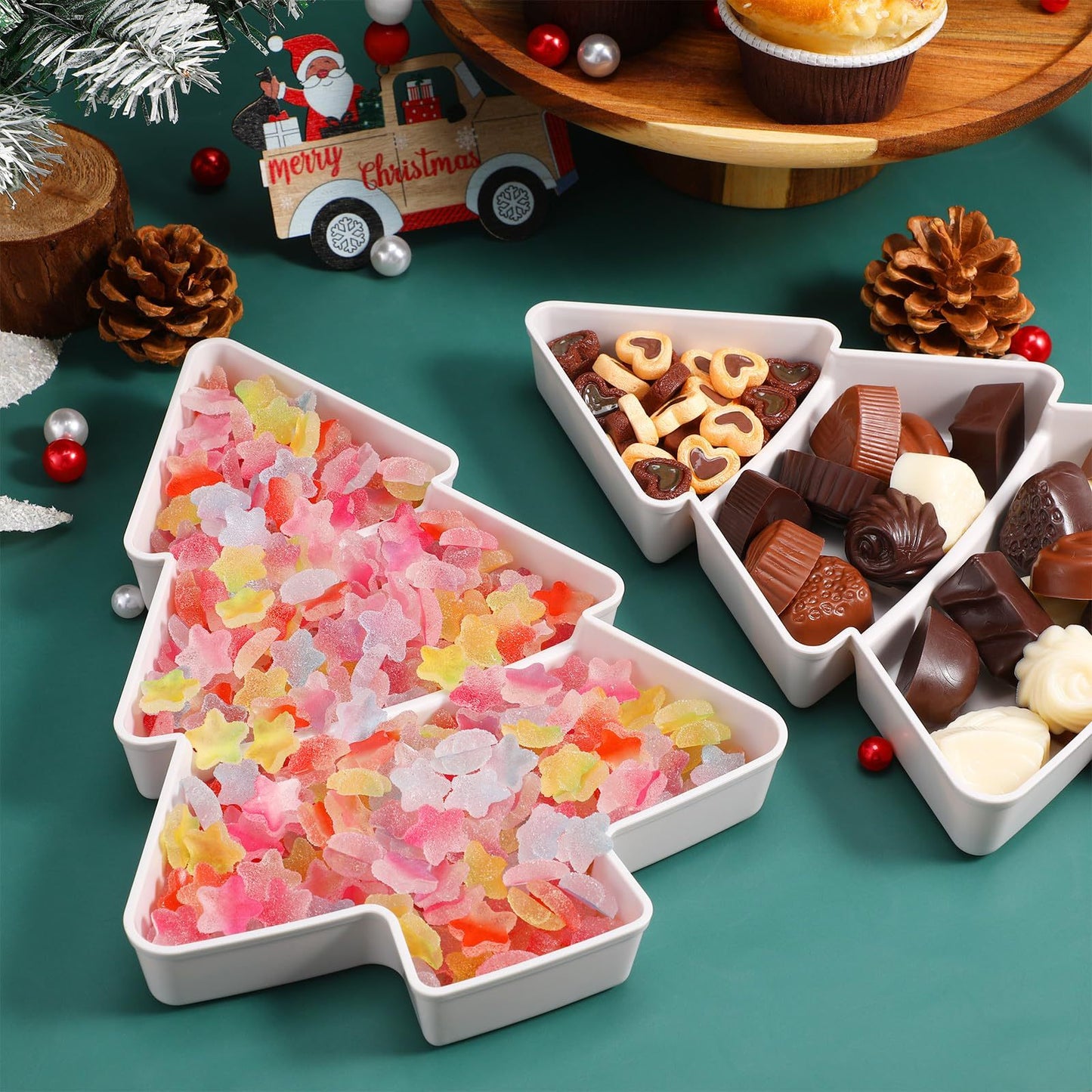 Christmas Tree Snack Plate Set | Festive Fruit & Candy Platter - ZA-ZOLA