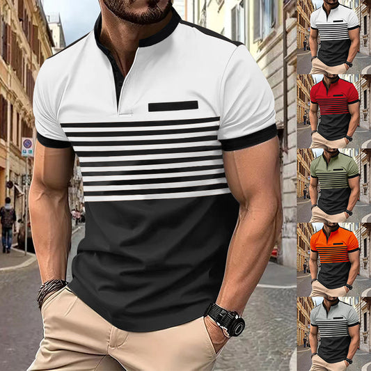 V-neck Buttons Top Men's Henley ShirtProduct information:
 
 Pattern: stripes
 
 Color: white, orange, gray, Army Green, Red
 
 Size: S,M,L,XL,XXL,XXXL
 
 Style: slim fit
 
 Main fabric composition: PolShirtZA-ZOLAZA-ZOLA-neck Buttons Top Men'