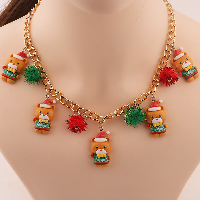 Creative Christmas Tree Bell & Santa Claus Necklace – Personalized Pendant Clavicle Chain for Women - ZA-ZOLA