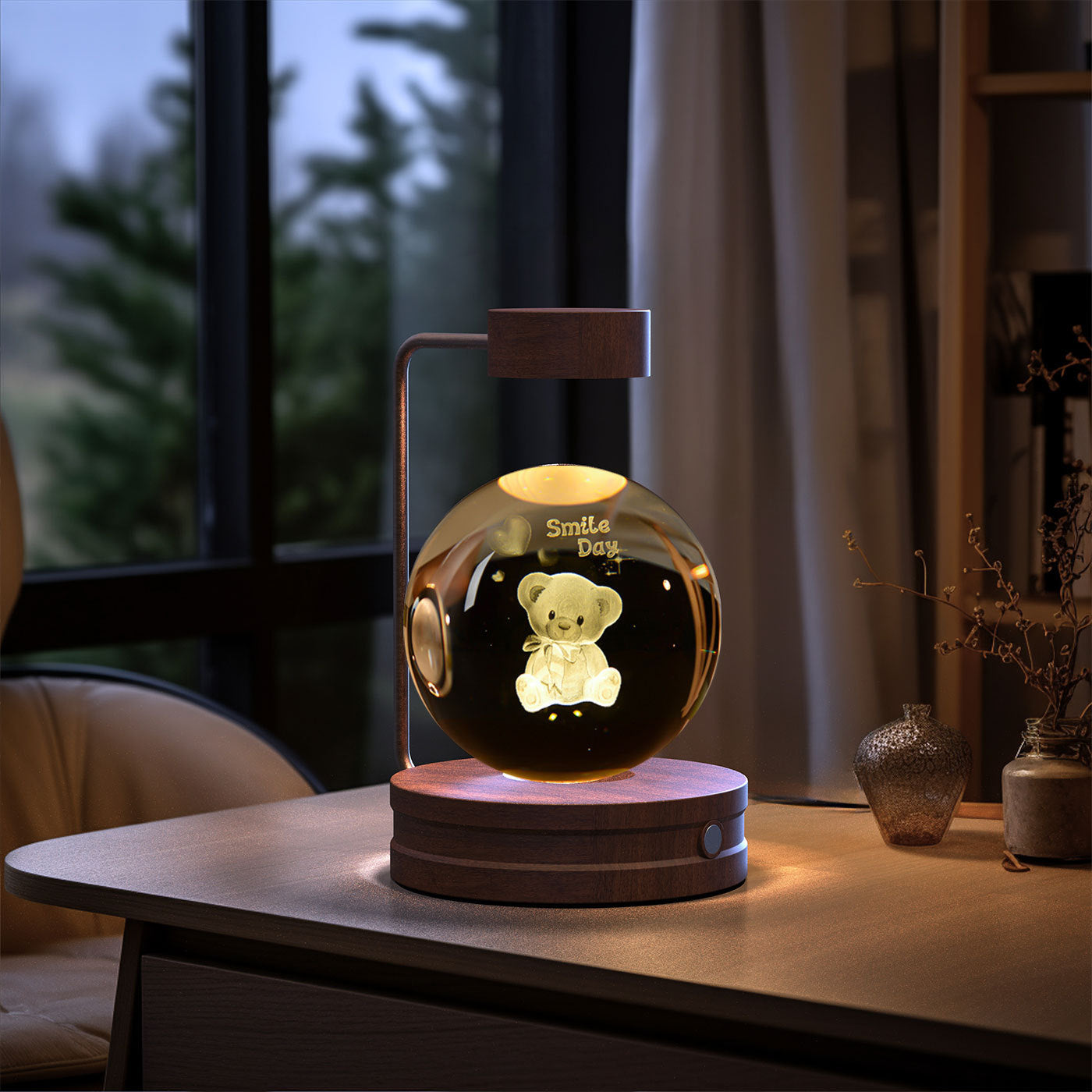 Crystal Ball Cosmic Dinosaur Indoor Night Light USB Power Warm Bedside Light Birthday Gift Night Lamp - ZA-ZOLA