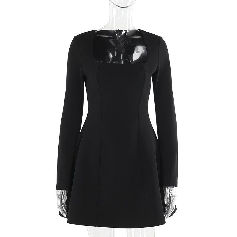 Women's Slim Fit Square Collar Long Sleeve Dress – Stylish & Elegant Women’s Fashion | UK & USA