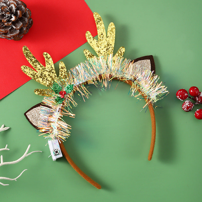 Glowing Christmas Hair Band – Light-Up Xmas Tree, Snowflake, Deer Horn Headband for Festive Fun - ZA-ZOLA