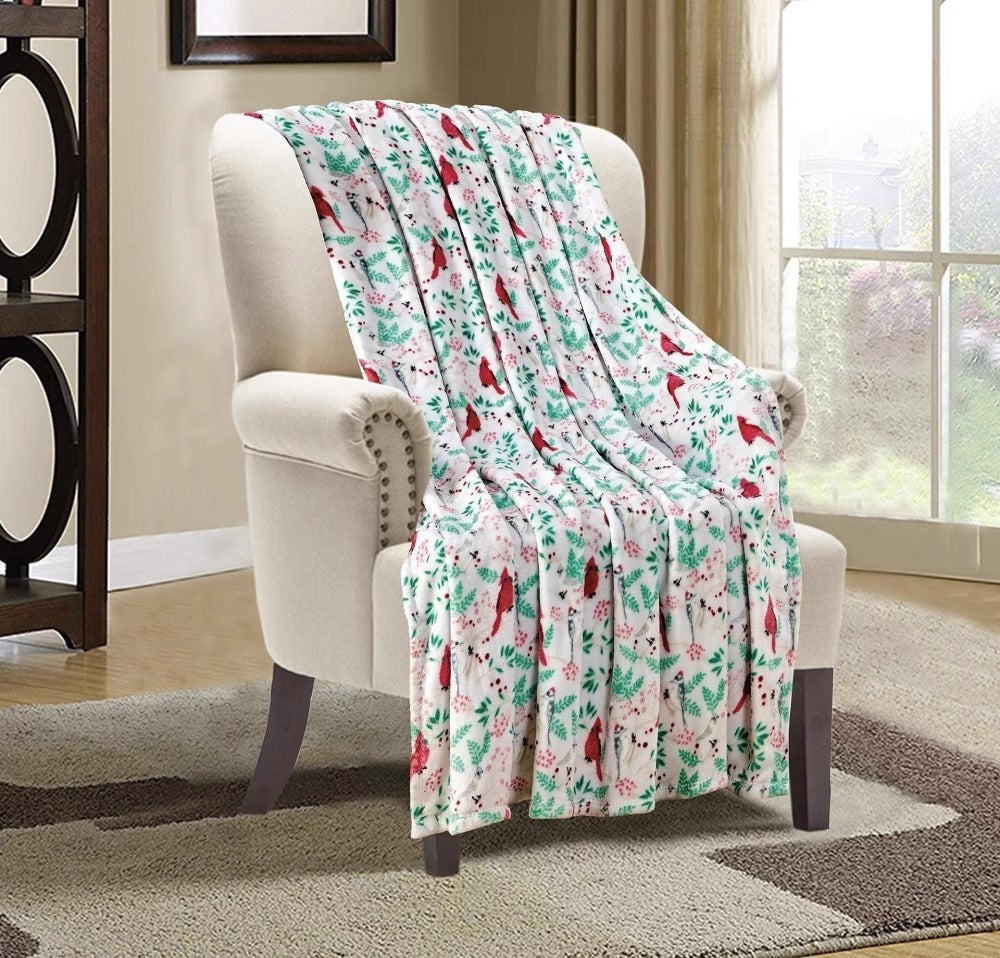 Cozy Christmas Elk & Snowman Print Blanket - Double-Sided Flannel for Winter Comfort - ZA-ZOLA