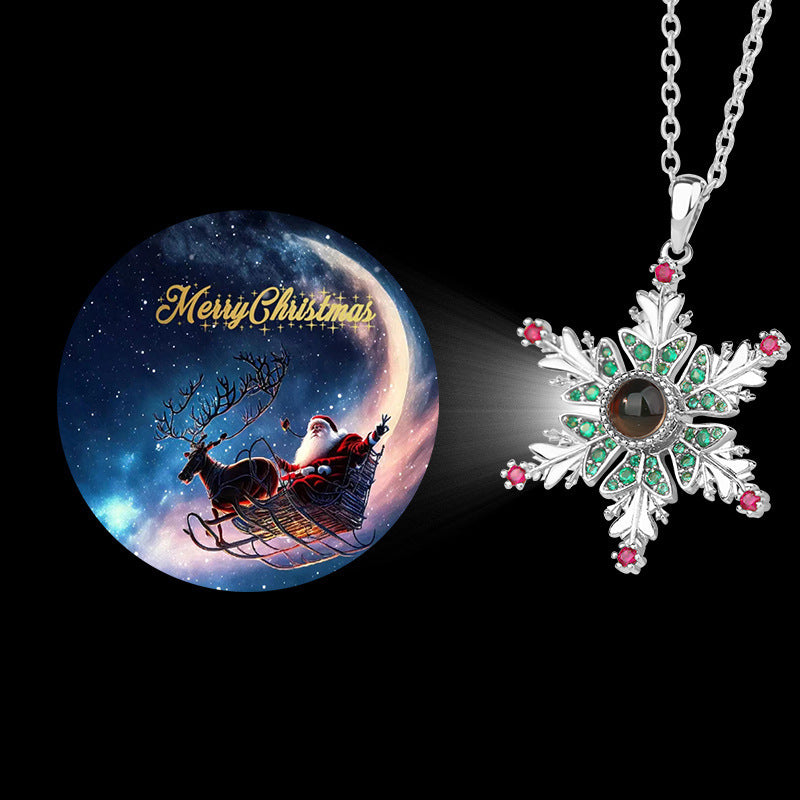 New Christmas Snowflake Projection Necklace – Romantic Gift for Couples & Women's Clavicle Chain Jewelry - ZA-ZOLA