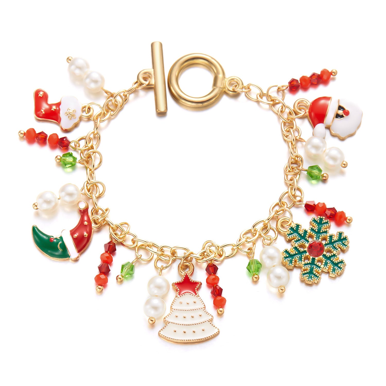 Personalized Christmas Bracelet with Santa Claus & Tree Pendants – Unique Holiday Jewelry for Women - ZA-ZOLA