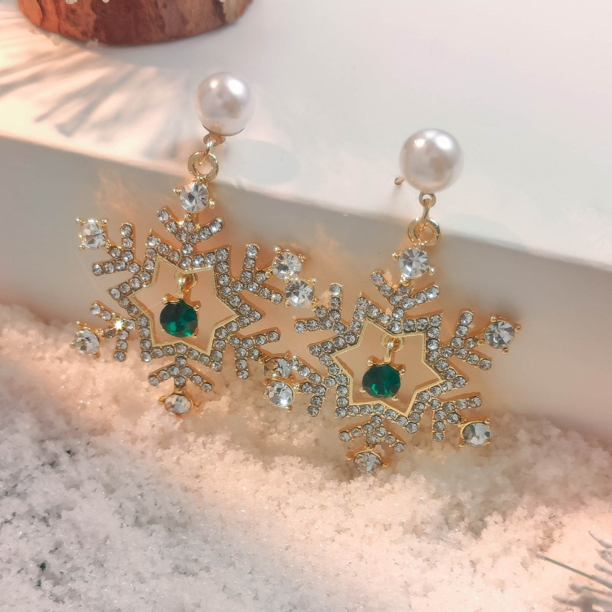 Christmas Snowflake Pendant Stud Earrings – Finely Inlaid Festive Jewelry for Women - ZA-ZOLA