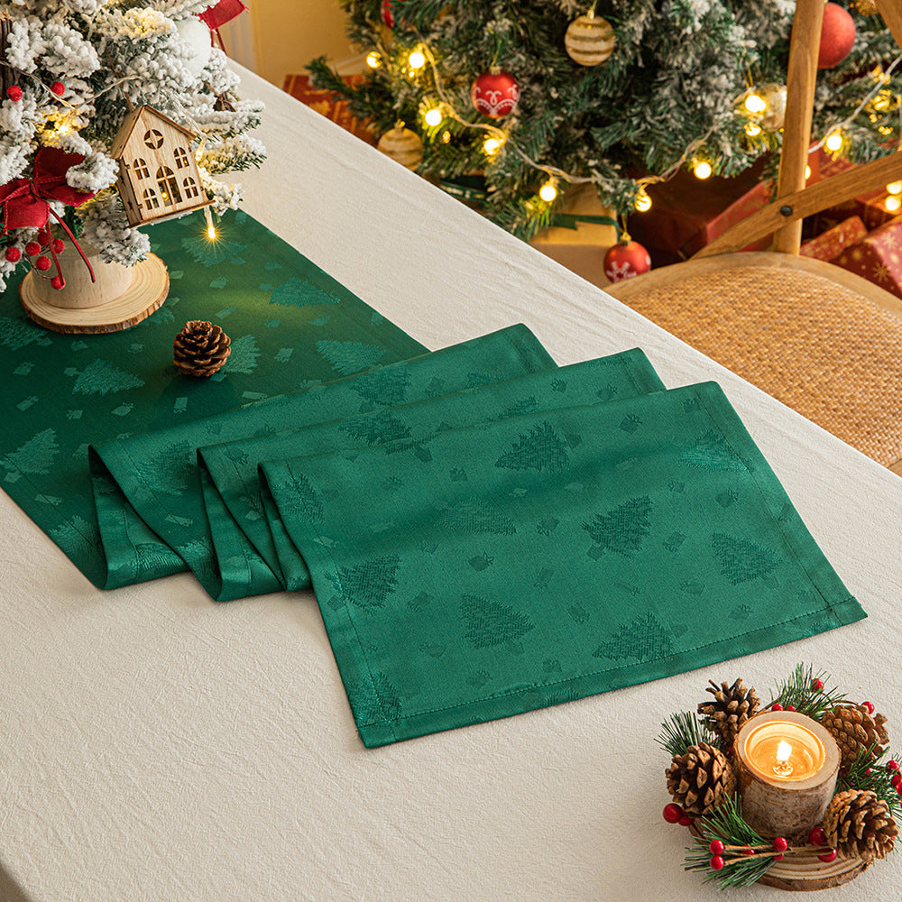 Dark Jacquard Christmas Table Runner | Elegant Holiday Dining Decor - ZA-ZOLA