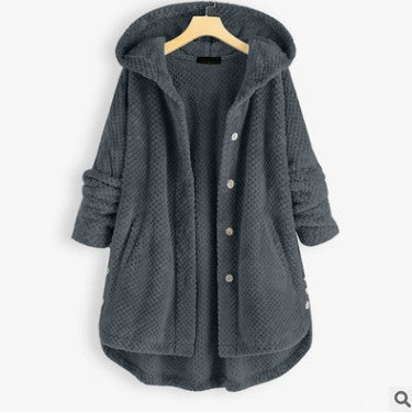 Women's Pure Color Hooded Double-Sided Velvet Sweatshirt Coat – Stylish & Warm Winter Fashion