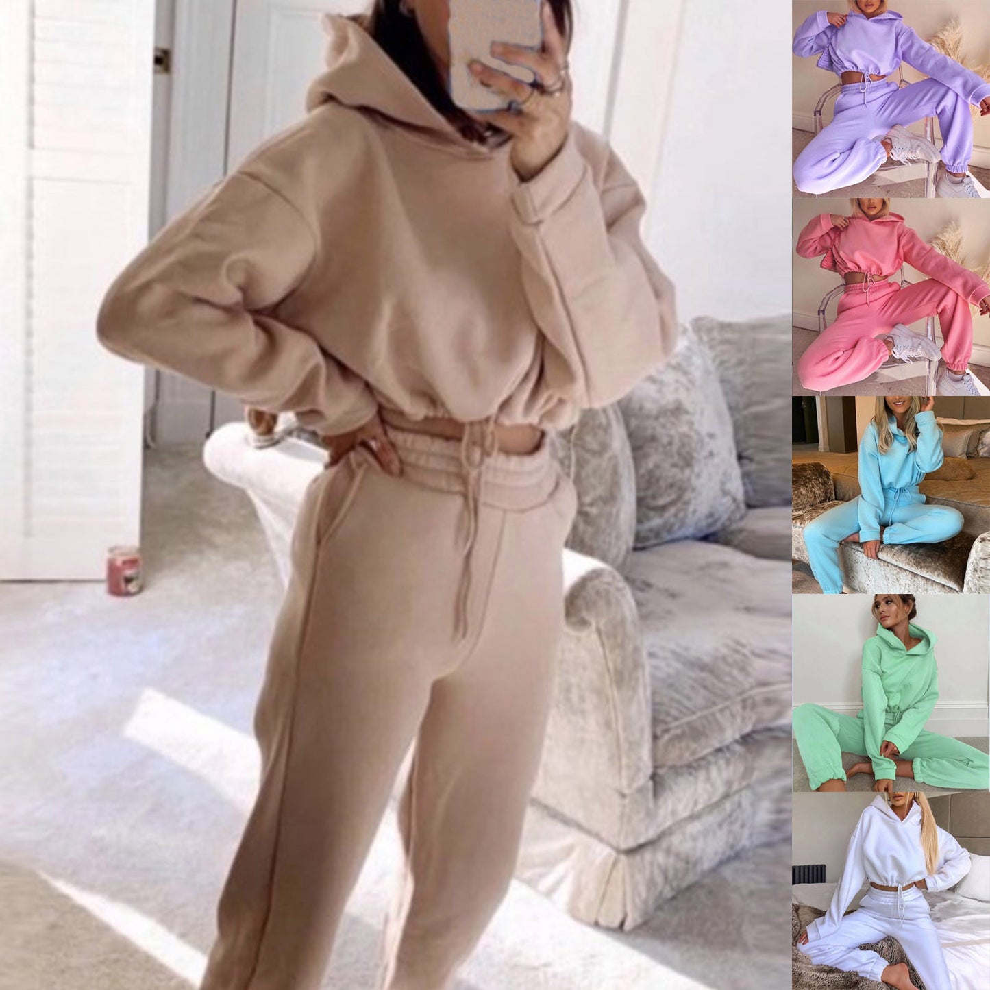 Jogging Suits for Women – 2-Piece Sweatsuit Tracksuit with Sexy Long Sleeve Hoodie